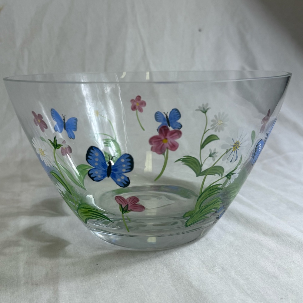 Lenox Glass Bowl with Flowers and Butterflies